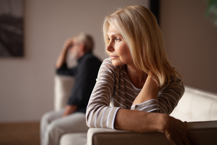Divorcing couple on a couch