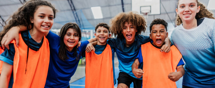 Portrait of a sports team at a sports court