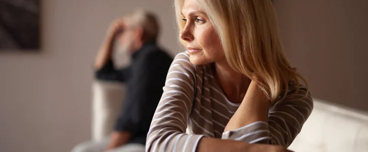 Divorcing couple on a couch