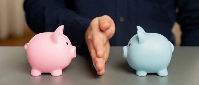 A person separates bank account